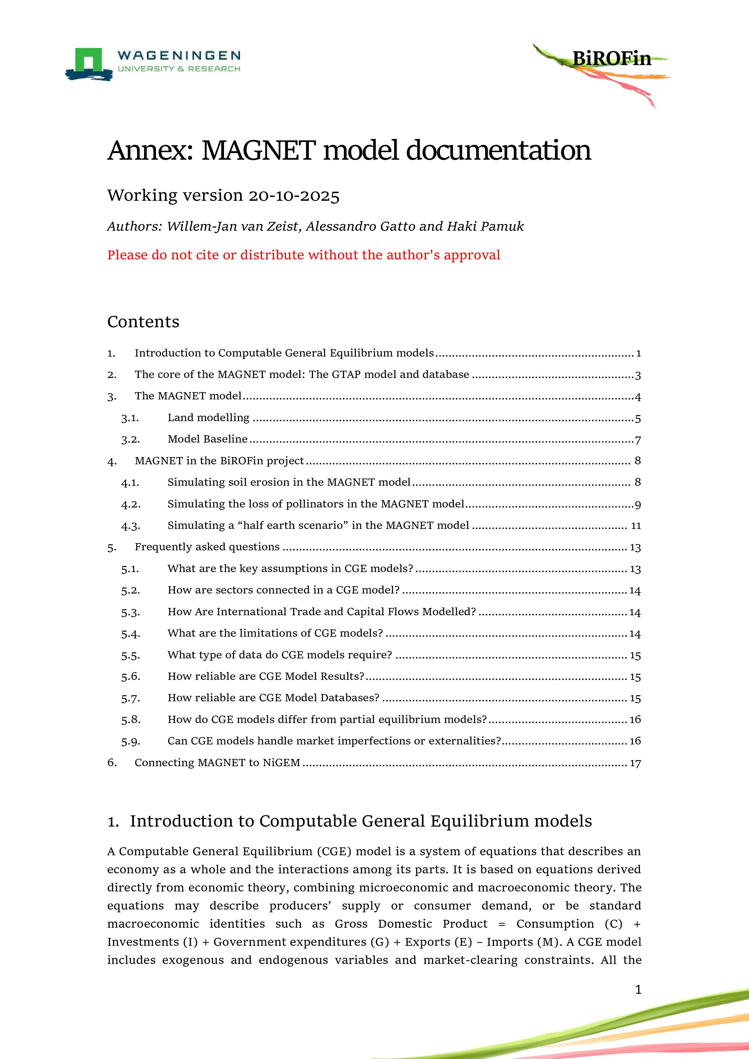 Methodological Annex 2: MAGNET model documentation Image